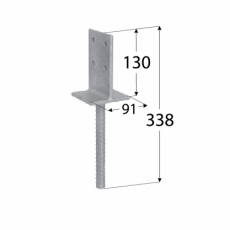 T-Pfostenträger einbetonierbar 91mm (1 Stk)