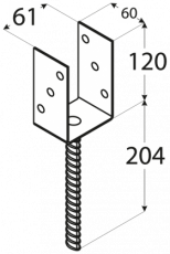 U-Pfostenträger Betonanker verzinkt 61mm