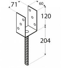 U-Pfostenträger Betonanker verzinkt 71mm