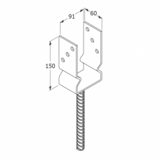 U-Pfostenträger Betonanker verzinkt 91mm